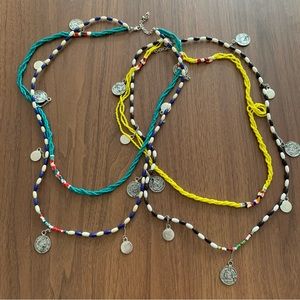 Free People Layered Beaded Belly Chains with Silver Coins